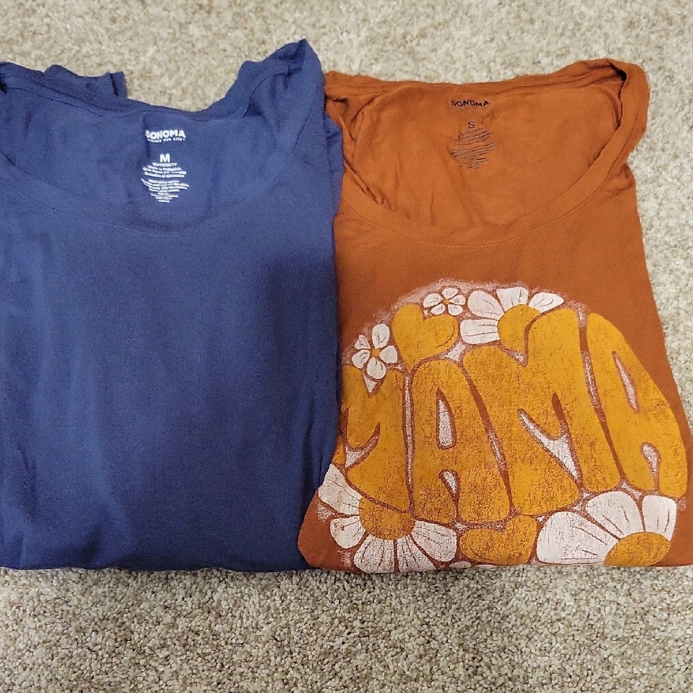 Sonoma Maternity Long Sleeve Tees - Blue and Burnt Orange Mama Shirt